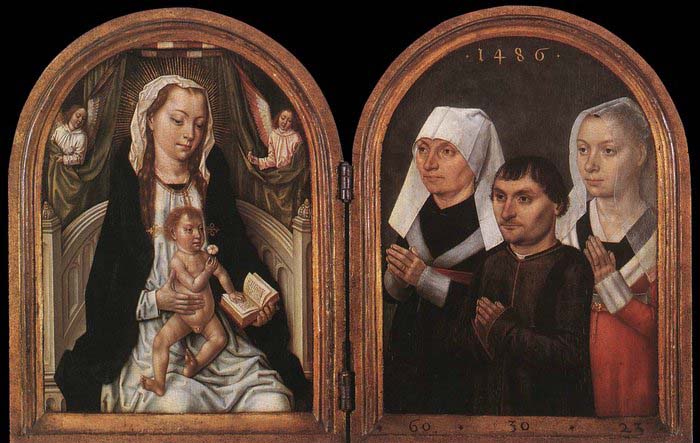 Diptych with the Virgin and Child and Three Donors